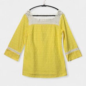 Lilly Pulitzer Bees Knees Tunic‎ Jacquard Floral Lemon Yellow 6 Feminine NWT